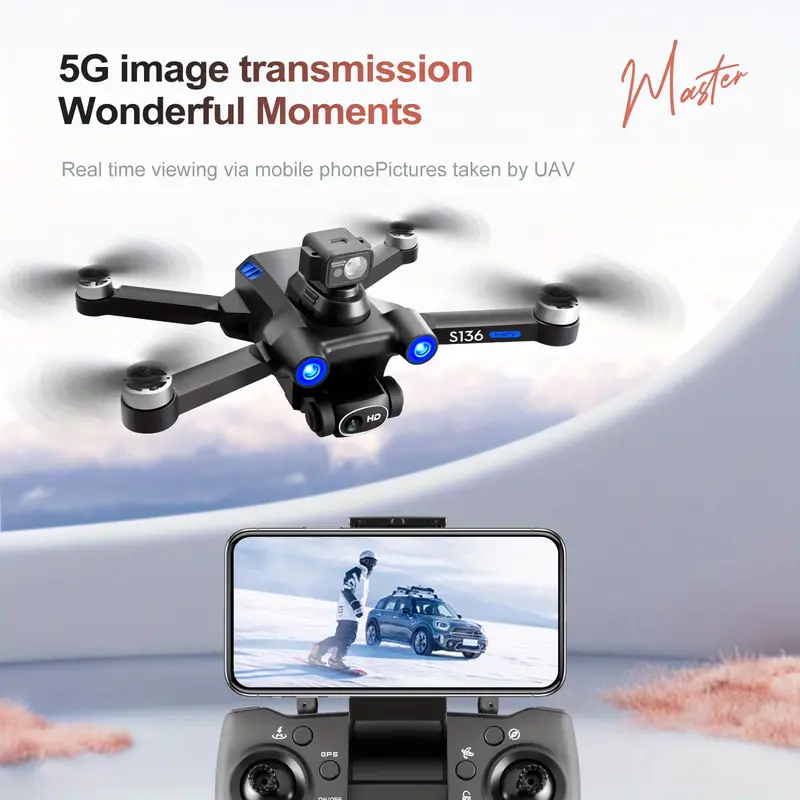 s136 brushless gps uav with optical flow positioning foldable 360 intelligent obstacle avoidance 4 sides obstacle avoidance smart follow electrically adjusted wifi aerial photography details 16
