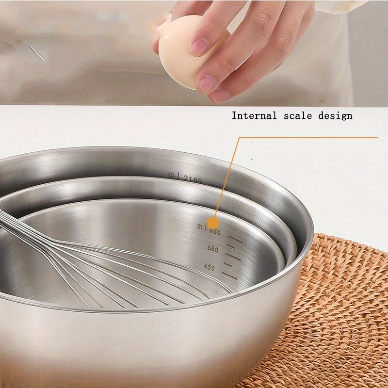 Household Kitchen Stainless Steel Egg Beating Basin Food Grade Salad Bowl  Baking Basin And Sink Graduated Cooking Mixing Basin Egg Beating Basin Food  Grade Salad Bowl Baking Basin And Sink Graduated Cooking