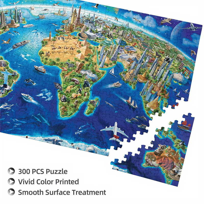 300pcs World Landmarks Map Wooden Puzzle Game Jigsaw Puzzles Unique  Beautiful Birthday Jigsaw Puzzle Home Decoration Gifts Adults Kids, 90  Days Buyer Protection