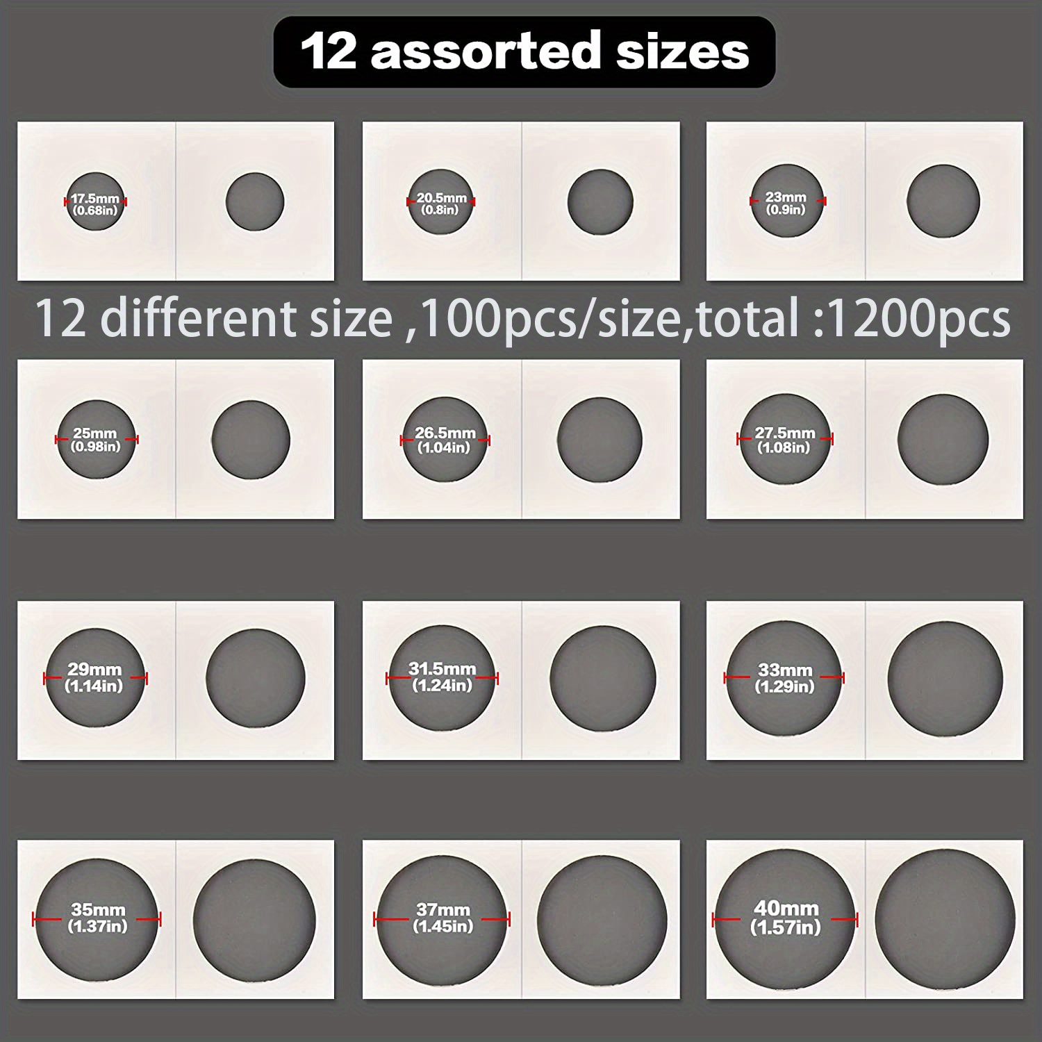 300-1200pcs Coin Collectors' Sleeves with Flip Cover