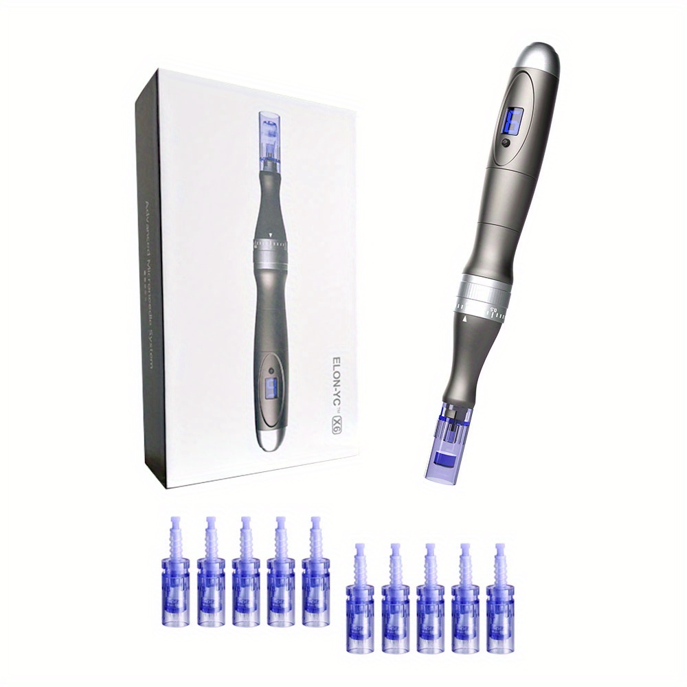 professional wireless dr derma pen x6 with 10pcs cartridge usb charging adjustable electric dermapen details 1