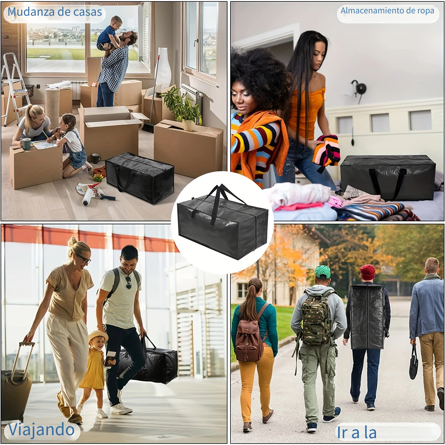 Bolsas de almacenamiento grandes y resistentes, bolsas de mudanza para  artículos esenciales de dormitorio universitario, paquete de 4