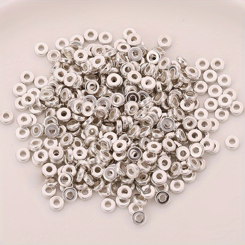 Flat silver disc sale beads