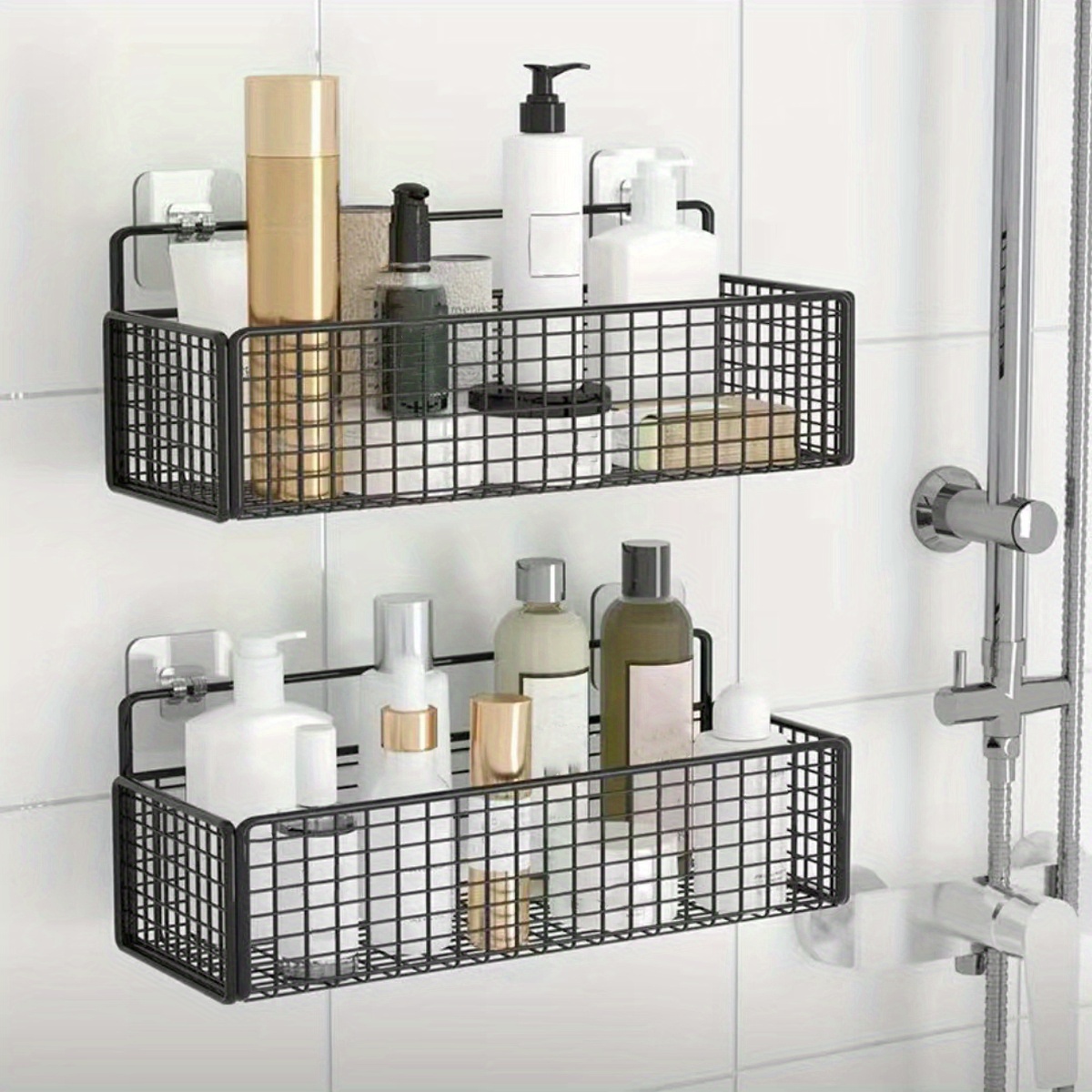 Wall Mounted Bathroom Storage Rack, Punchfree Hollow Design Bathroom