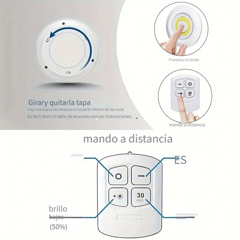 1 Sensor Movimiento Debajo Luz Gabinete Funciona Pilas 6 Led - Temu