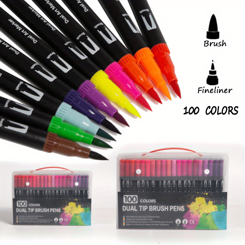 Wholesale Art Coloring Markers Set Dual Tips Brush Fineliner Color Pens,  Water Based Marker For Calligraphy Drawing Sket 201120 From Bai10, $29.98