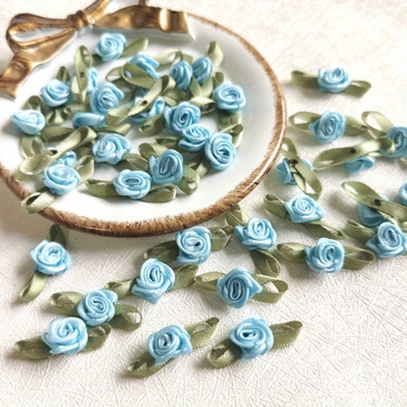 Handmade Satin Rose Ribbon Flower DIY Wedding Bouquet Applique Sewing Crafts