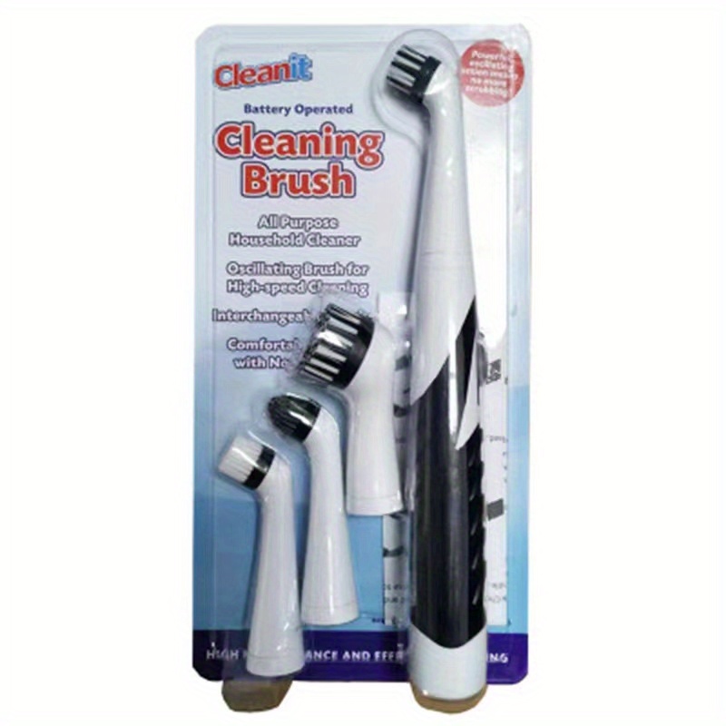 LisenraIn Electric Sonic Scrubber Super Cleaning Brush Household Cleaner 4  Heads