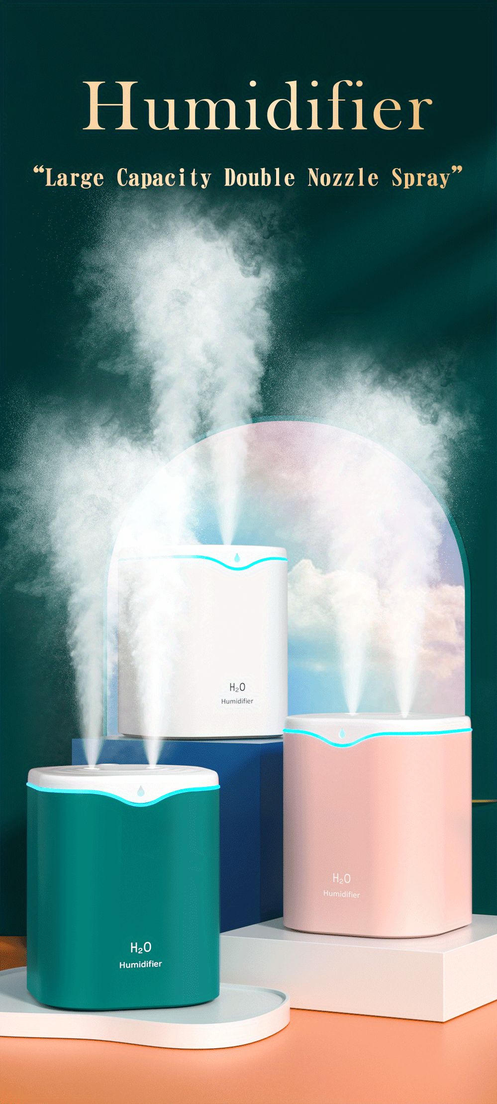 Humidificateur à ultrasons à brume fraîche – Humidificateur d'air  silencieux pour chambre à coucher, chambre d'enfant, bureau et plantes d'i