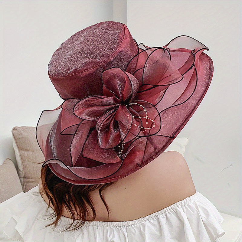 Stylish Retro Mesh Fishing Hat Flower Decor Women Wide Brim - Temu Canada