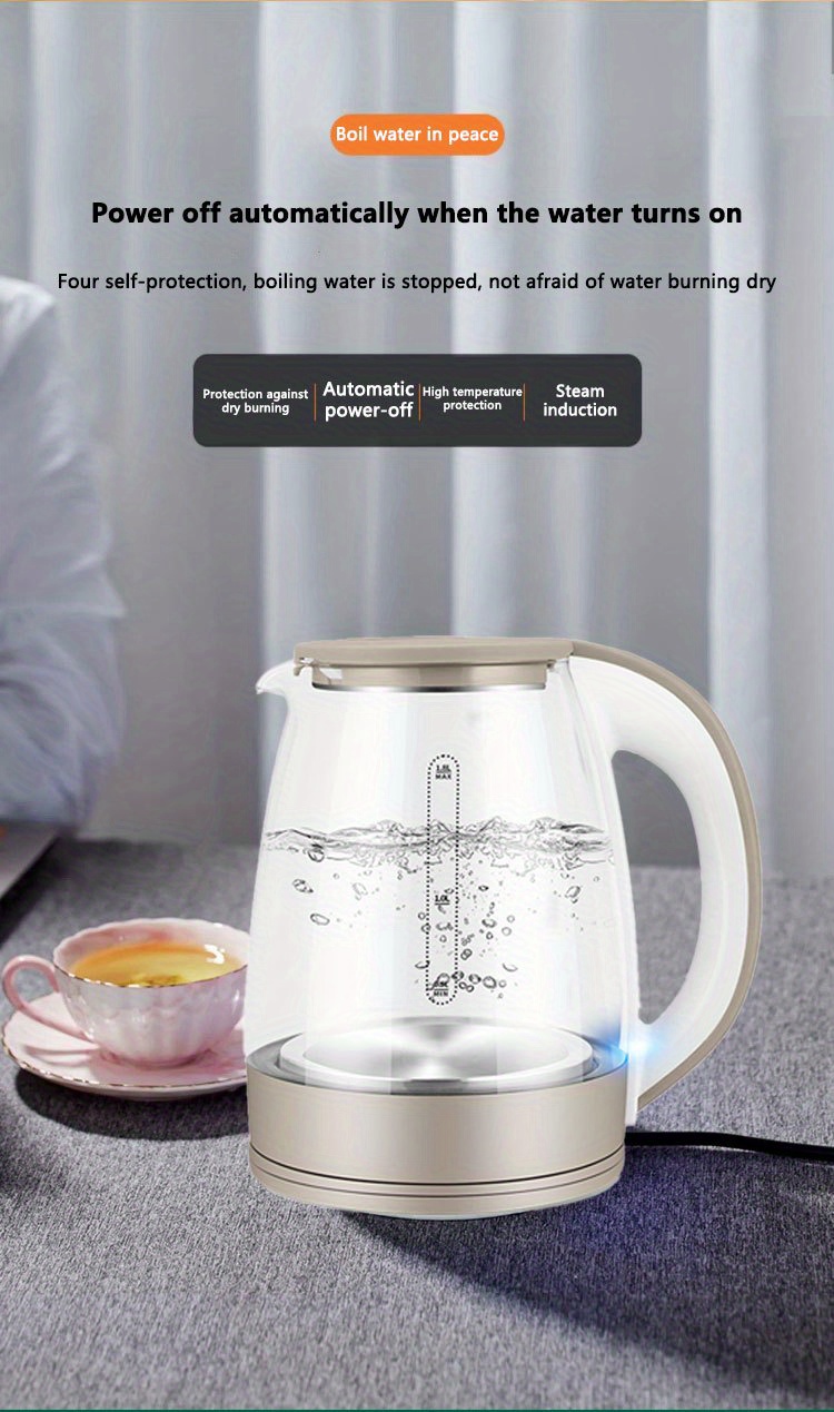 US Plug Kettle Electric Kettle, Home Glass Kettle Automatic Power Off 304  Stainless Steel Tea Automatic Home Water Kettle Hot Kettle Dormitory Kettle