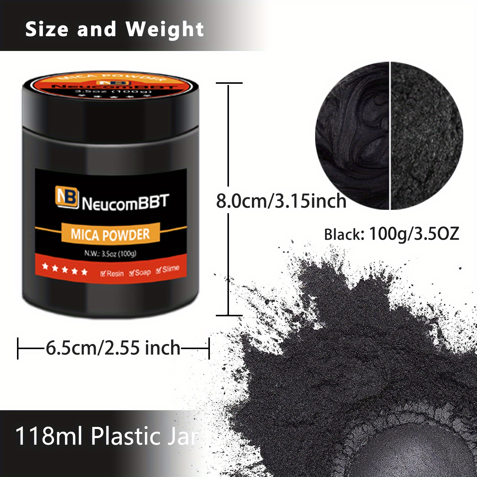 Black Mica Powder Natural Epoxy Resin Dye /jar Easy Mix - Temu