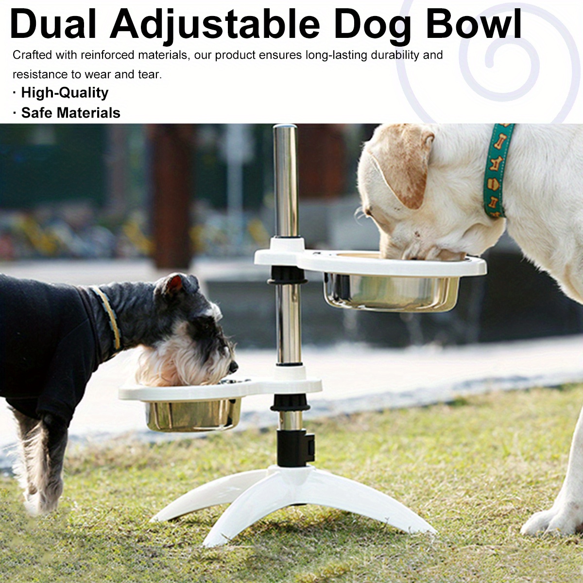 Elevated Dog Bowls Raised Bowls with 4 Heights Adjustable Raised Dog Bowls  Stand Feeder with Name Tag and 2 Stainless for Food Bowls for Large Medium