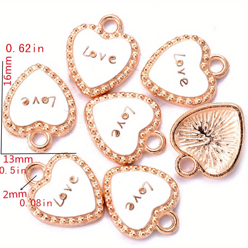 20pcs 11.8*11.4mm Love Heart Alloy Metal Drop Oil Charms Beads For Jewelry  Making DIY Special Bracelet Necklace Valentine's Day Gift Handmade Craft Su