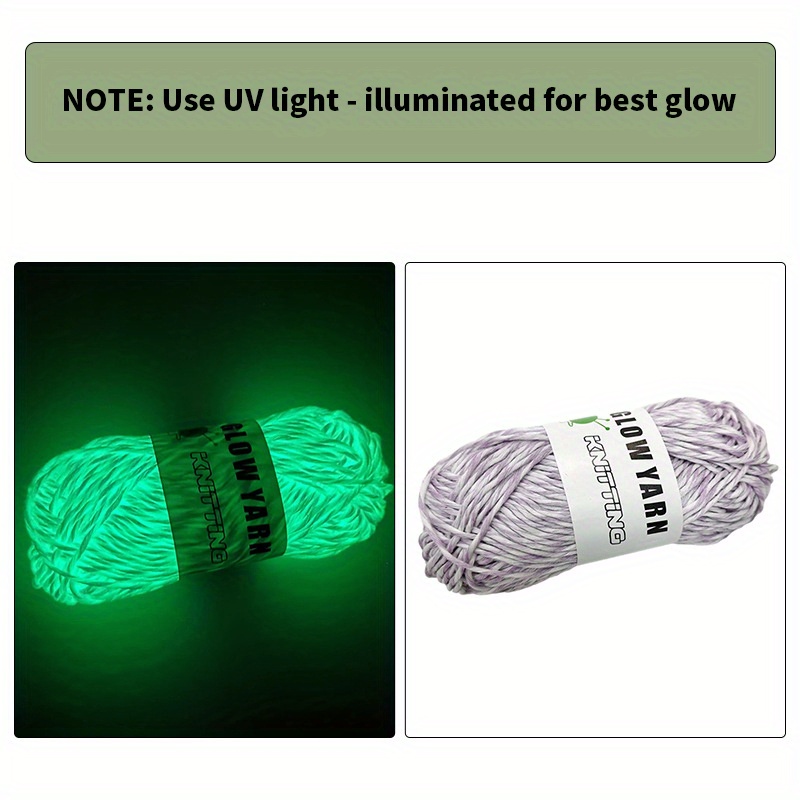 2 Rolls Glow In The Dark Yarn For Crochet, Fluorescent Soft Yarn