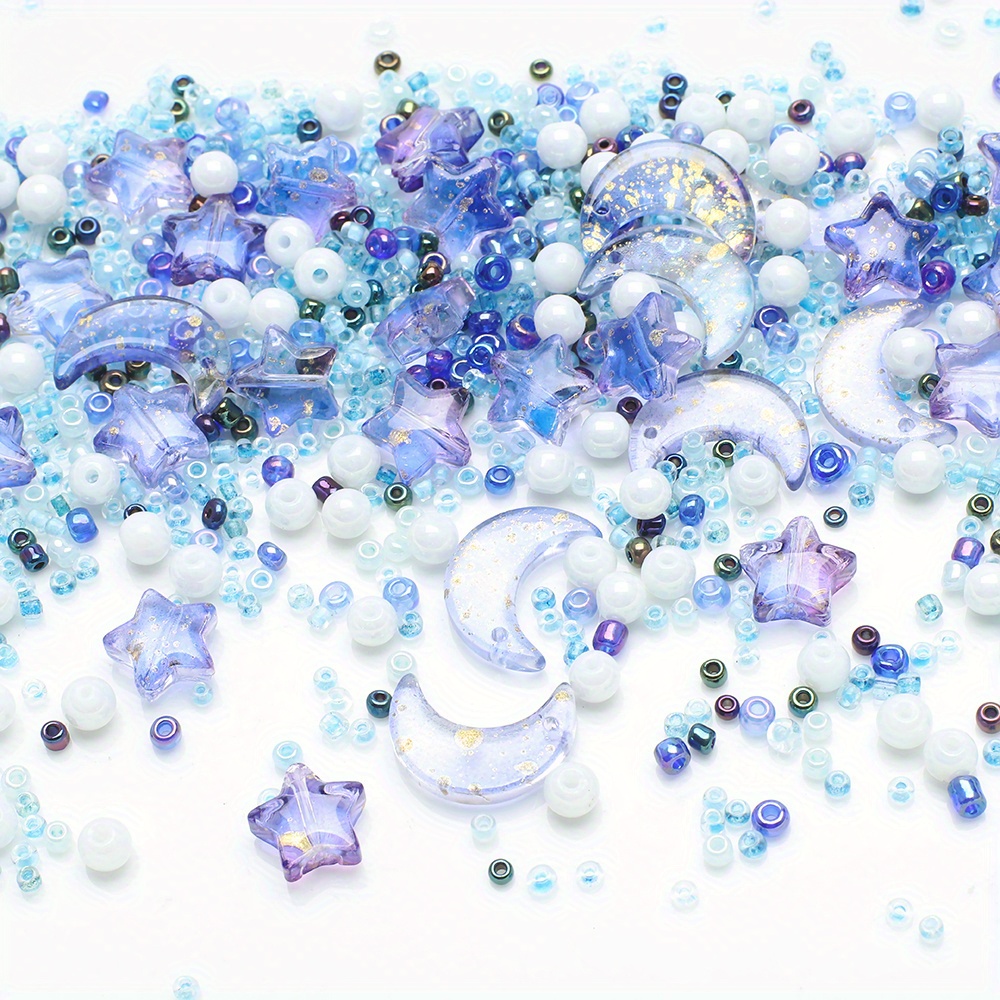 Beads for Jewelry Making PURPLE Mix Glass Beads Star Round Craft Variety  Beads