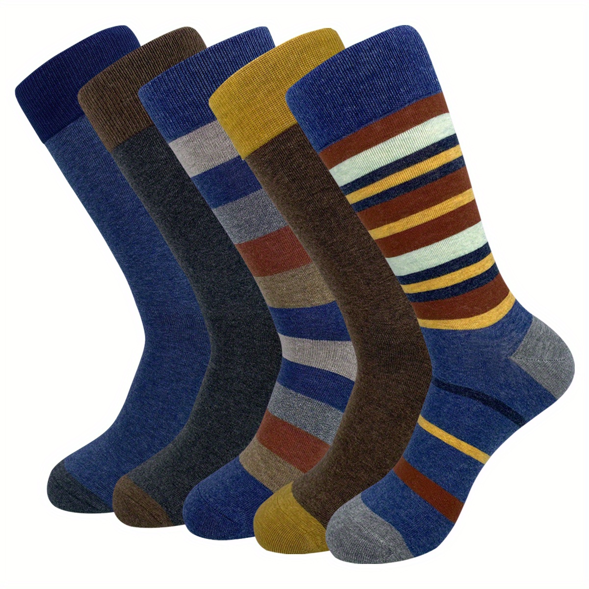 Men's Striped Cotton Novelty Crew Socks Dress Socks Fun Pattern Funny  Casual Socks For Men, US 8.5-13.5