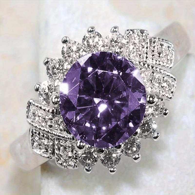 1pc luxury ring inlaid gemstone exaggerated design stunning party accessory match evening party cocktail party perfect chrismas gift for your beauty 6 purple a 7