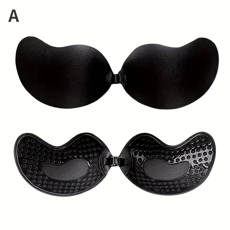 LELINTA 2 Piece Pack Women Self-Adhesive Push Up Bra Silicone Chest  Stickers Nipple Cover Pasties Bra Lady Seamless Gather Invisible Bra Black/  Skin 
