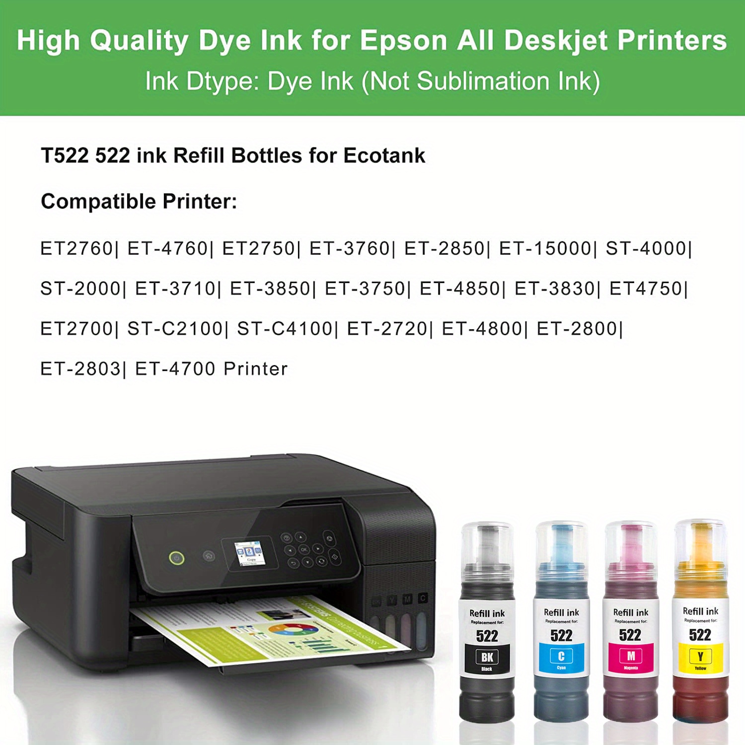 T522 522 Ink Refills For Ecotank Et 2400 Et 2720 Et 2800 Et - Temu