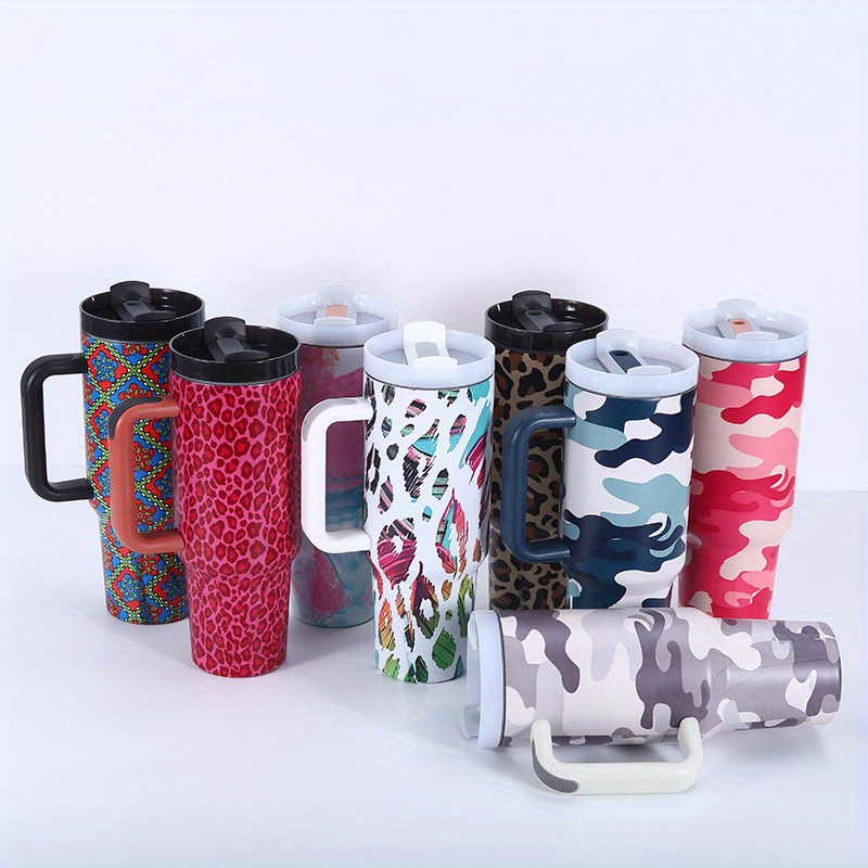 Camo Tumbler with Lid and Straw 20 oz Travel Camo Print Cup