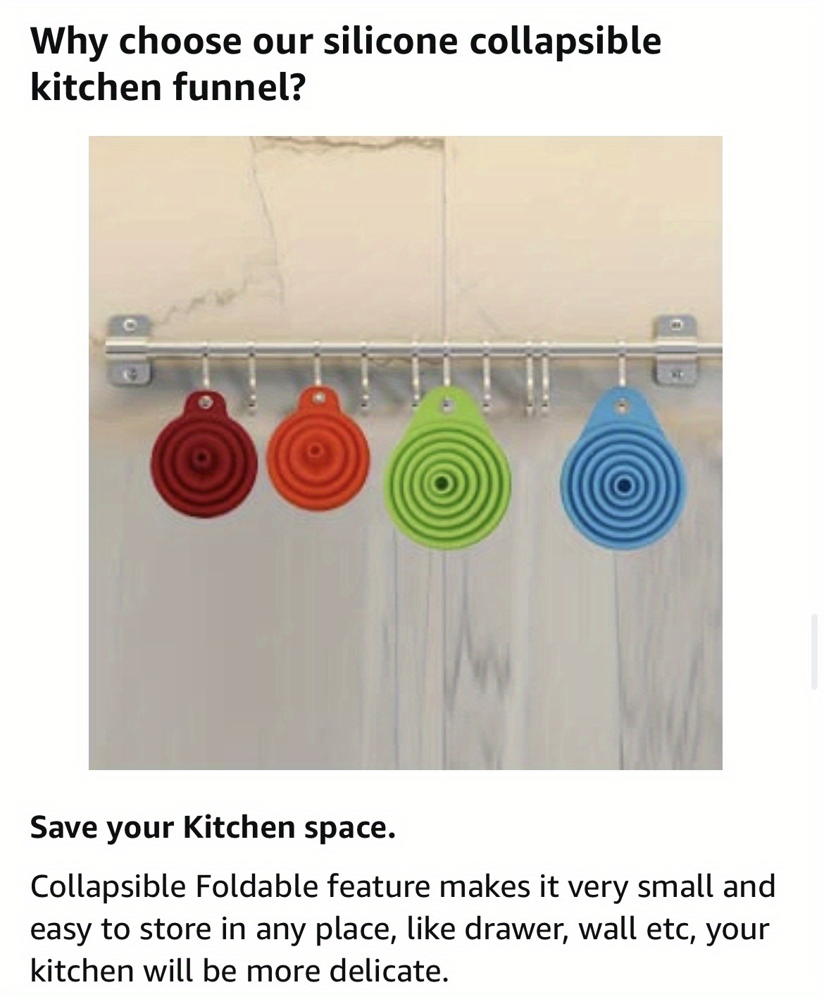 4-Pack Collapsible Silicone Funnels – Small & Large Sizes, Food-Grade, Space-Saving Kitchen Tool