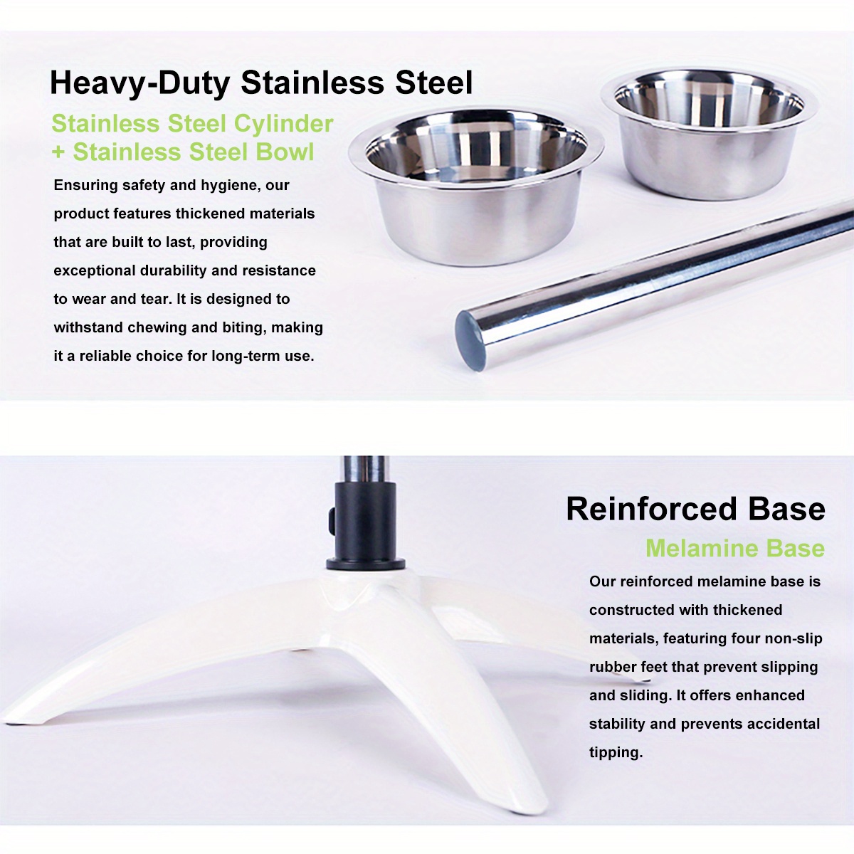 Elevated Double Stainless Steel Bowl with 5 Height Adjustable