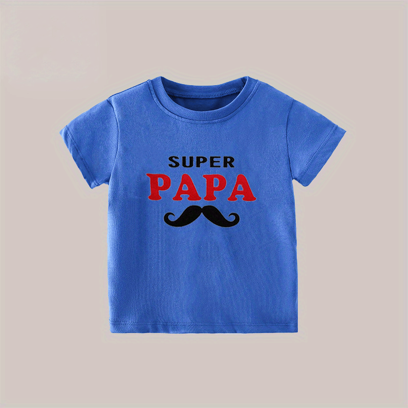 Baby Girls Super Papa Graphic T Shirt Casual Round Neck Tees - Temu ...