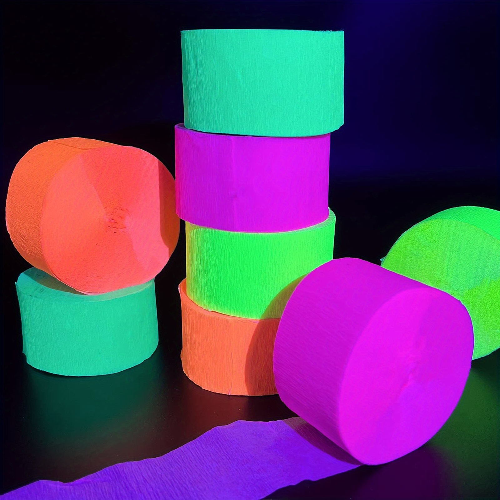 Set, UV Neon Streamers Crepe Paper Glow Party Supplies And Decorations  Fluorescent Neon Garland Paper Streamers Glow In The Dark Streamers  Blacklight