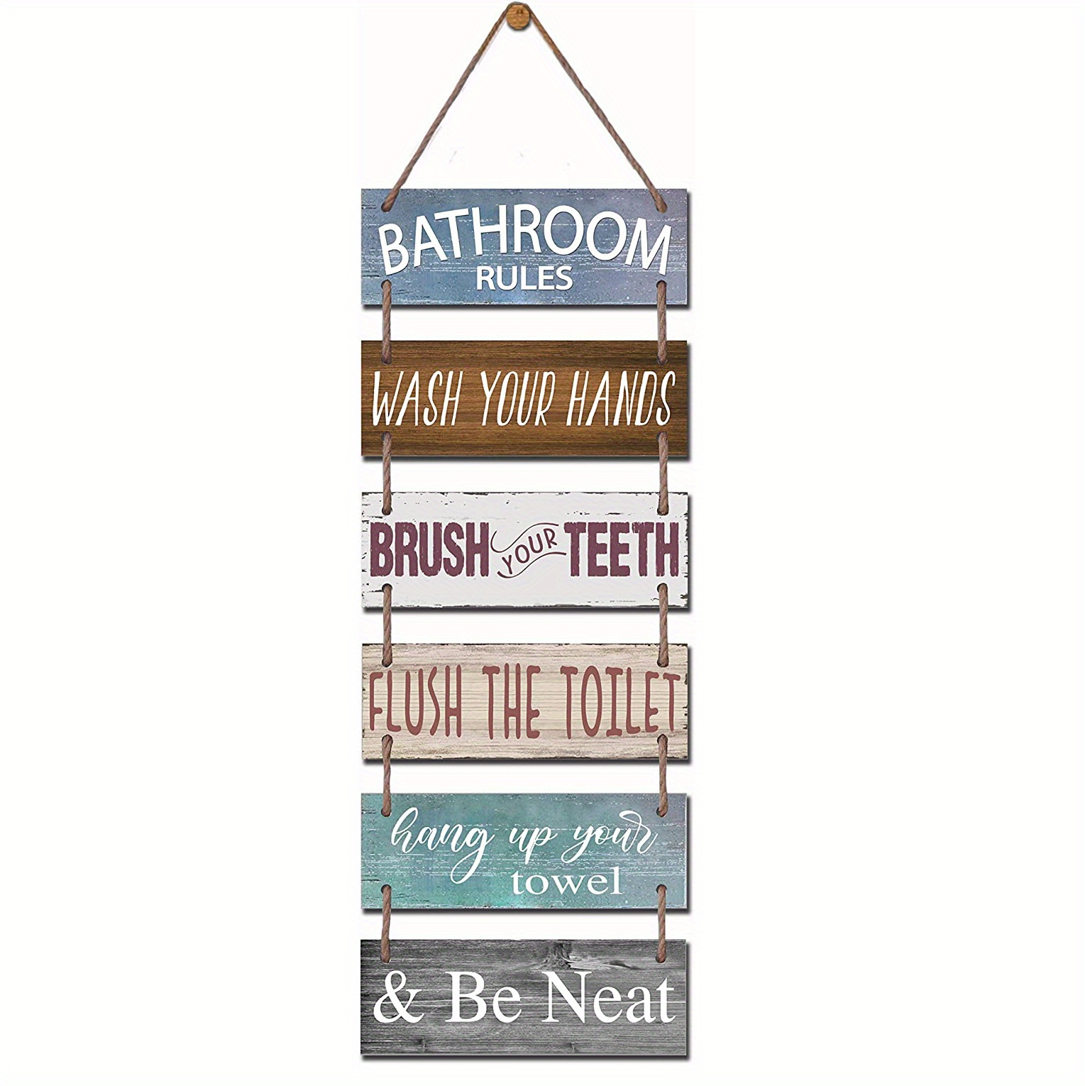 Large Bathroom Rules Wall Hanging Sign Jute Wooden Decor Temu Australia