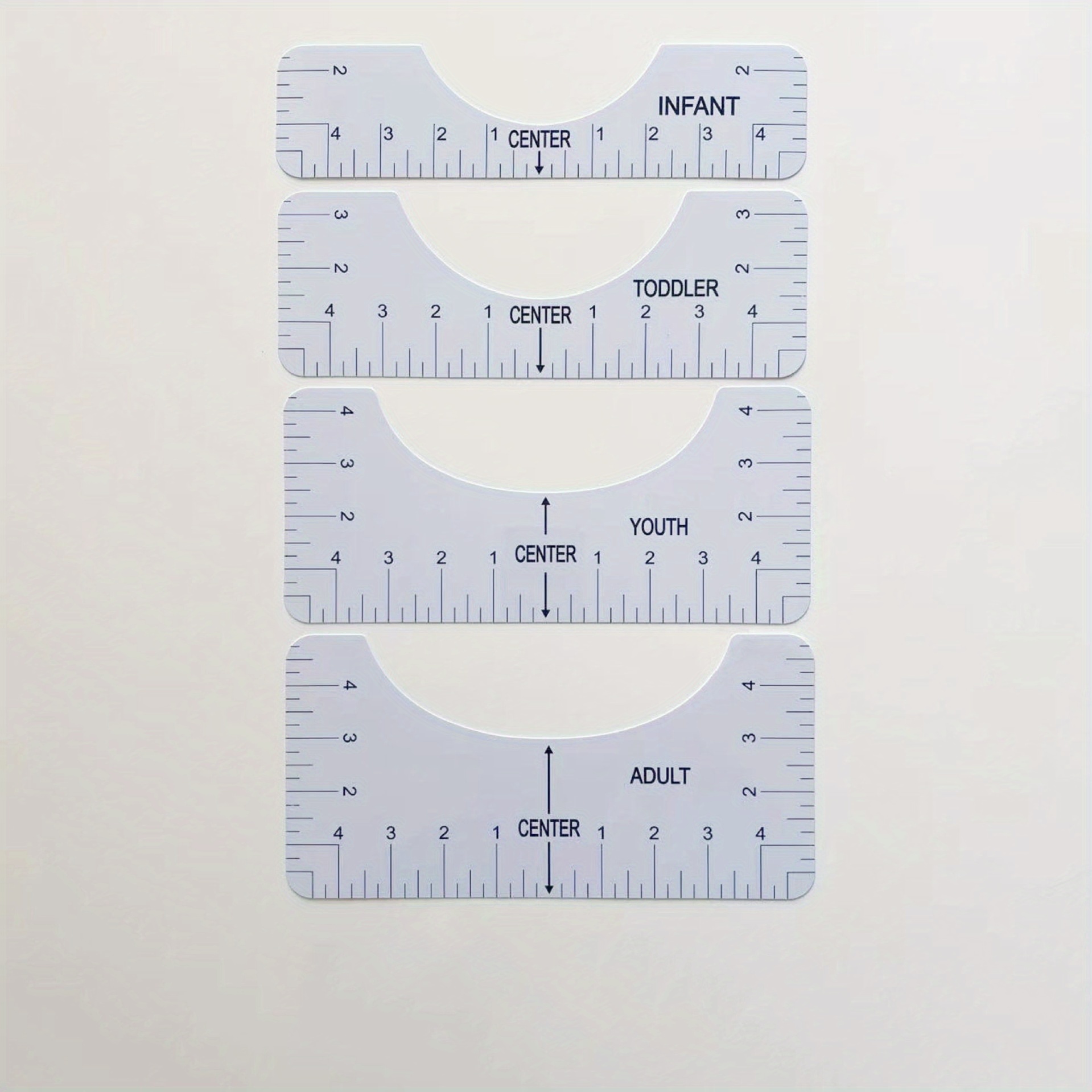  Acrylic T-Shirt Ruler For Vinyl Alignment, Shirt Measurement  Tool For Heat Press, Tshirt Alignment Tool For Infant Toddler Youth Adult,  Front & Back Measurement For Scoop Neck & V-Neck