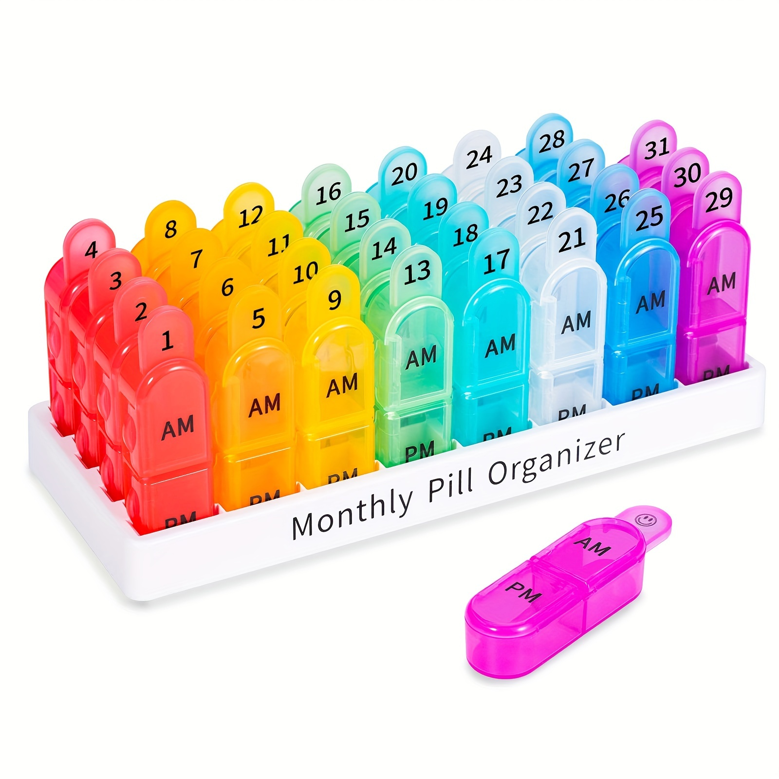 Zoksi Monthly Pill Organizer 4 Times a Day, One Month Pill Box