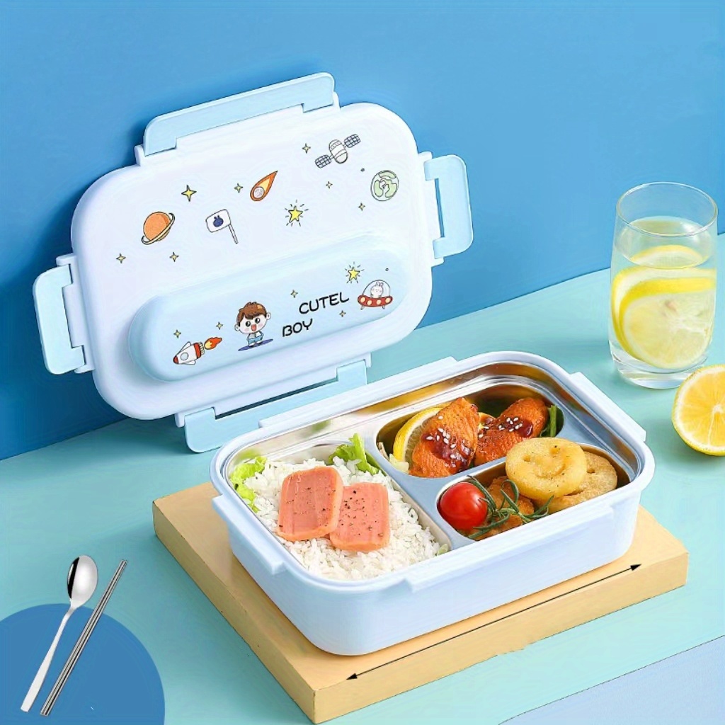 Adult Lunch Box, 1000 ML 3-Compartment Bento Lunch Box For Kids, Lunch  Containers For Adults Come With Chopsticks And Spoons, Leak Proof