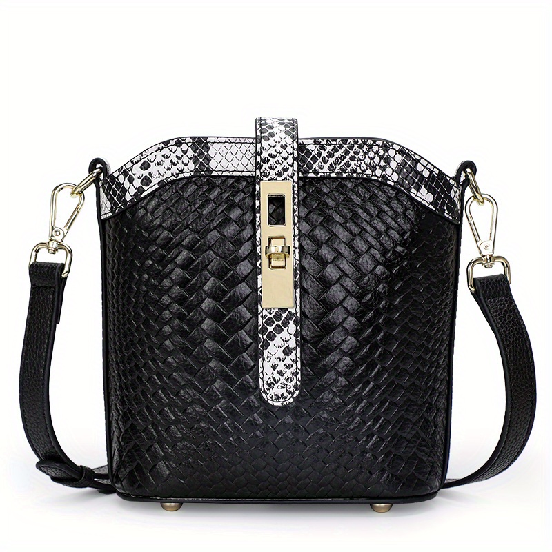 Geo Pattern Bucket Bag, Small Drawstring Design Crossbody Bag, Women's Pu  Leather Shoulder Purse - Temu