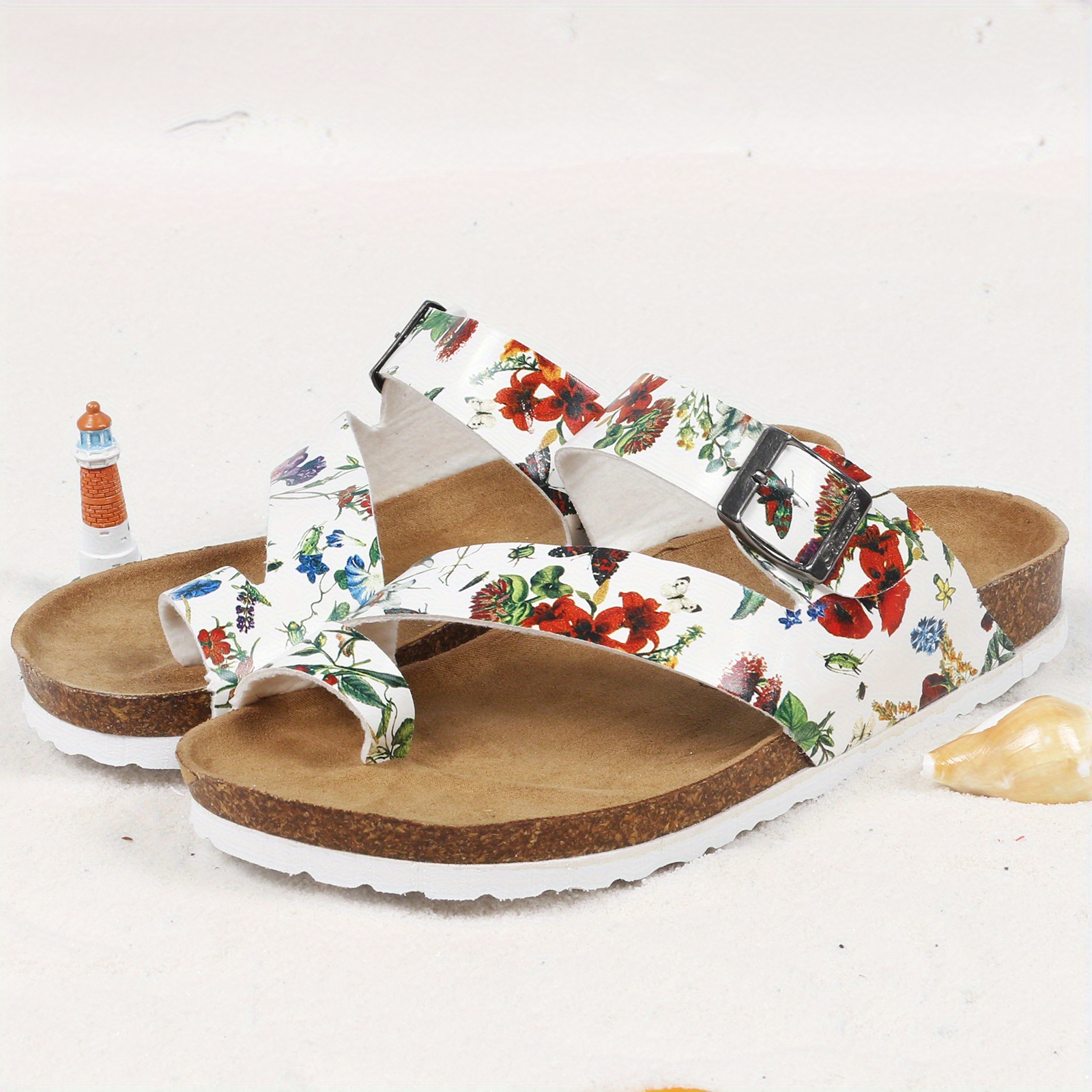 Floral best sale sandals flat