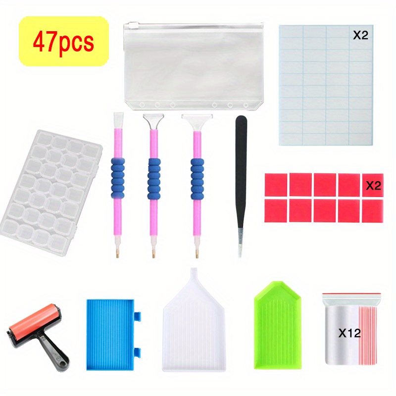 47pcs 5d Diy Diamond Painting Tools And Accessories Kits - Temu