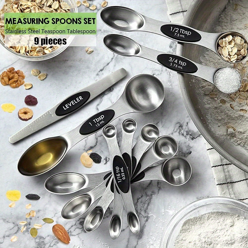 Stainless Steel Magnetic Measuring Spoons With Leveler - Dual Sided Spoons  For Spices, Teaspoons, And Baking And Cooking - Kitchen Utensils And  Apartment Essentials For Back To School - Temu Germany