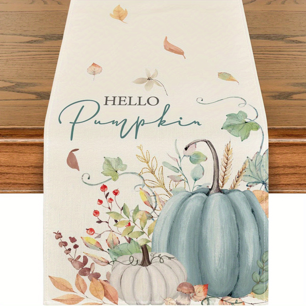 1 4 pcs autumn thanksgiving style table runner placemat pumpkin maple leaf printed tablecloth table table tv cabinet fireplace festive atmosphere decorative fabric supplies details 9