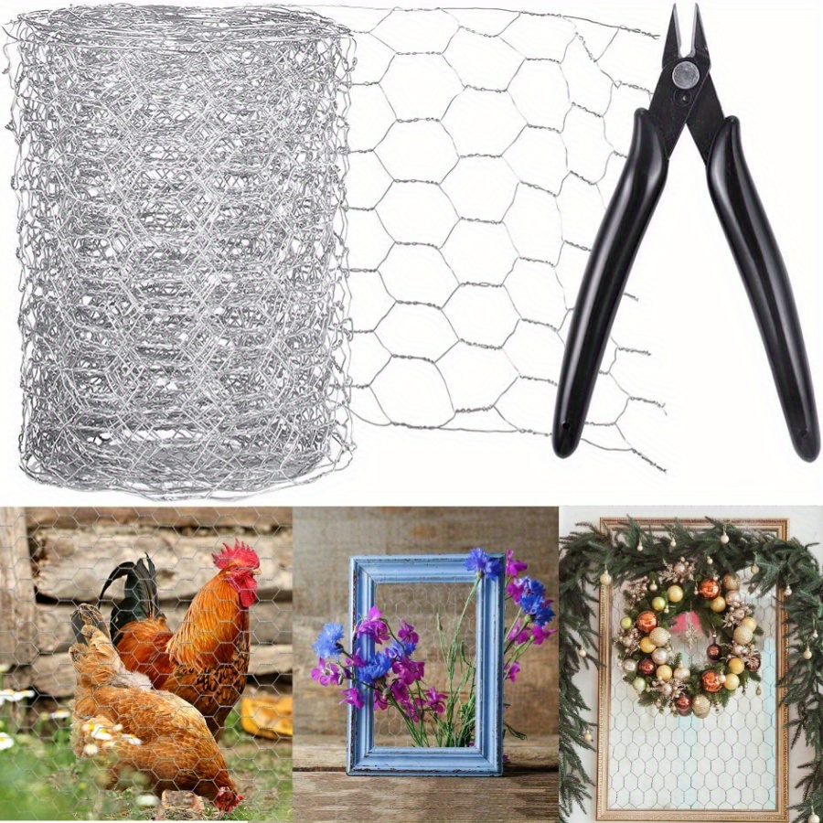  Malla de alambre de plástico para pollo, malla de 0.5 in,  alambre de esgrima hexagonal para jardinería, esgrima de aves de corral,  marco de alambre de pollo para manualidades, red floral (