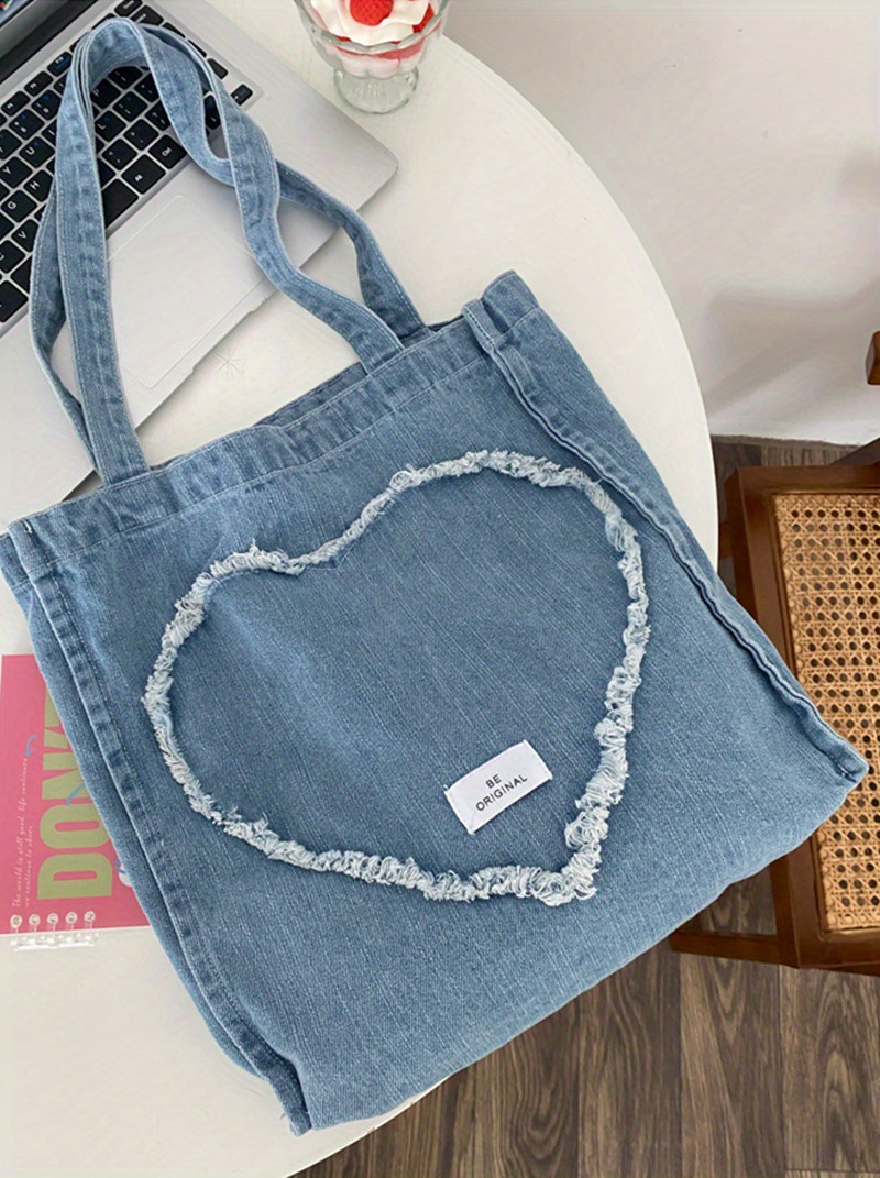  denim Aesthetic Tote Bag for Women, Large Shoulder