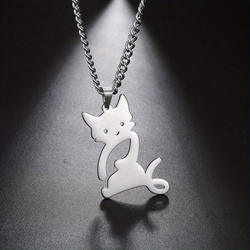 Mouse And Cat Pendant Stainless Steel Necklace For Men, Fashion Accessories  Fish And Cat