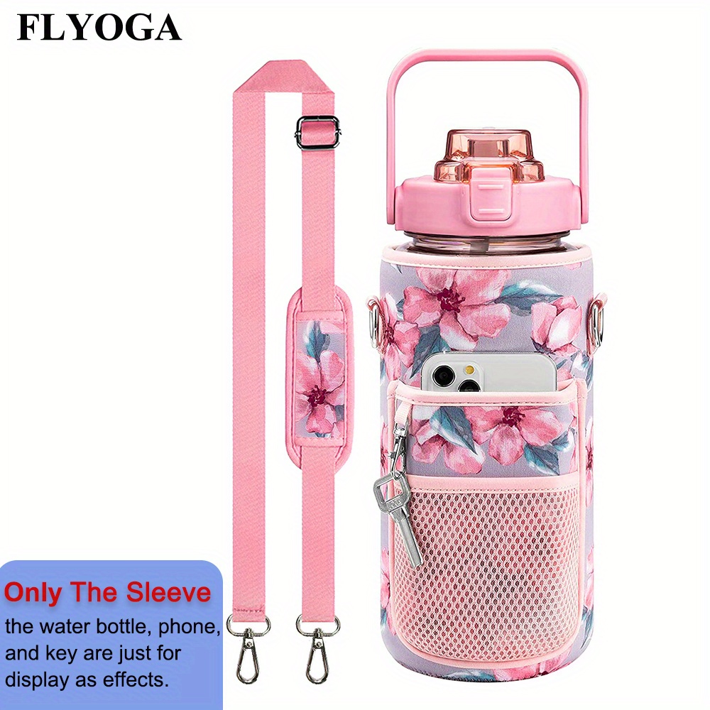 LORITARIA 2-Pack Neoprene Water Bottle Carriers - Insulated Sleeve With Handle, Fits 16-21oz Tumblers, Black & Rose Red