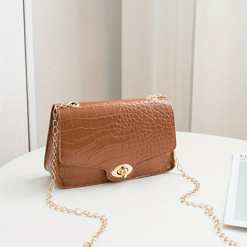 Minimalist Embossed Chain Crossbody Bag