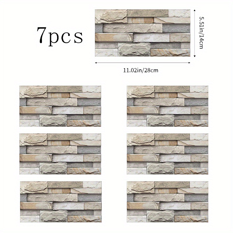 7pcs - Imitation Pattern -, , To & Peel, Free Cutting & Cleaning For Kitchen, , Bathroom &