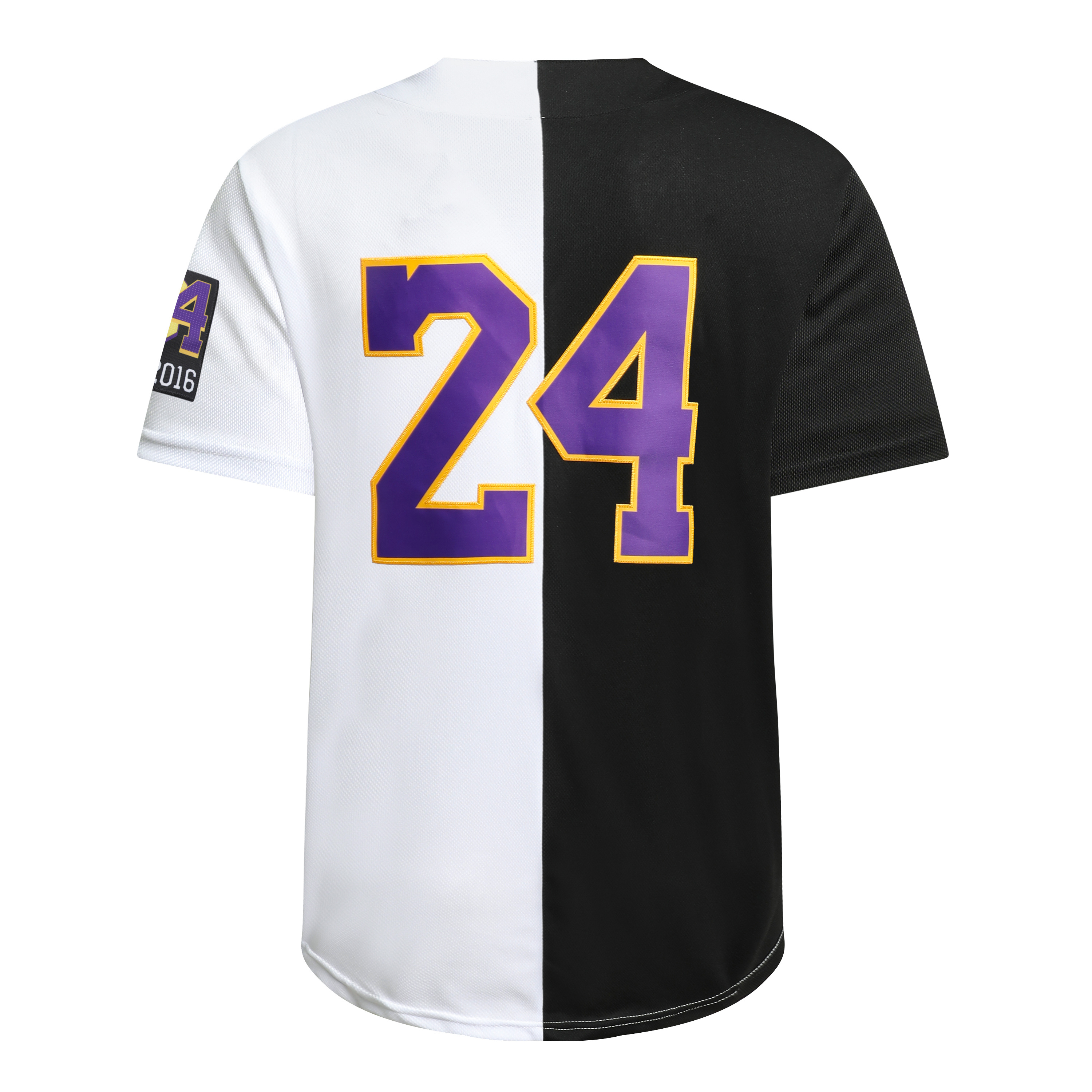 Men's #8 24 Embroidery Baseball Jersey, Retro Legend Black & Purple Button Up Short Sleeve Baseball Shirt for Training Competition Sports Uniform