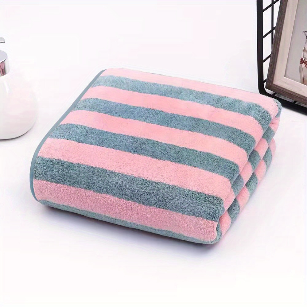 Quick-drying Super Absorbent Thickened Bath Towel Towel Set, High Quality  Coral Fleece Color Stripe Pattern Soft Comfort Bath Towel, Multi-purpose  Can Be Used As A Bath Fitness, Bathroom, Shower, Sports Yoga Towel 