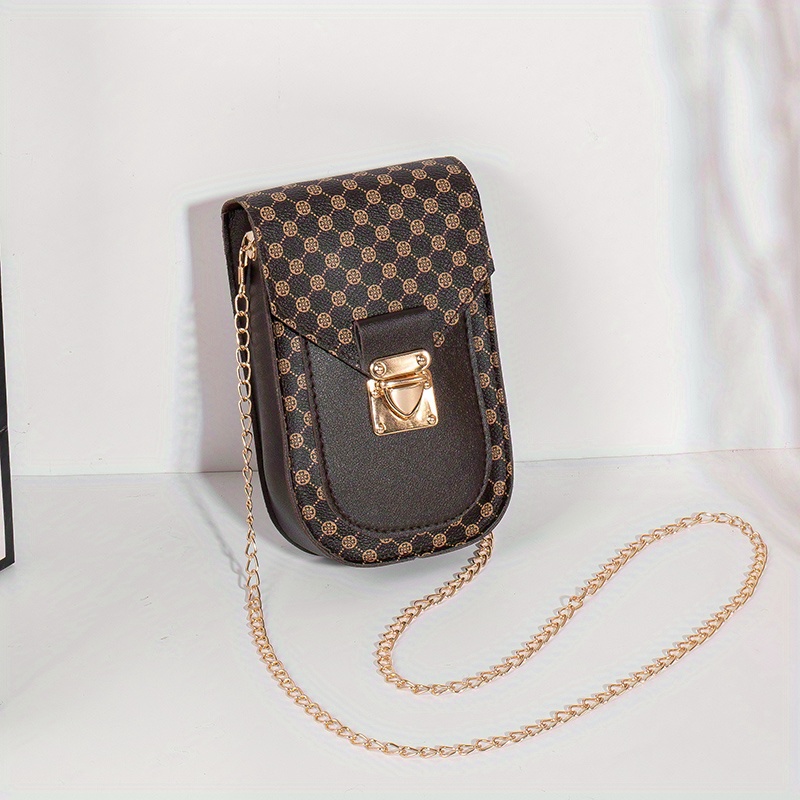 Women's Geometric Pattern Crossbody Bag, Stylish Pu Leather Diagonal Bag  With Chain Strap, Casual Mobile Phone Bag Coin Purse Card Holder, Casual  Camera Bag, Lipstick Bag, Key Bag - Temu