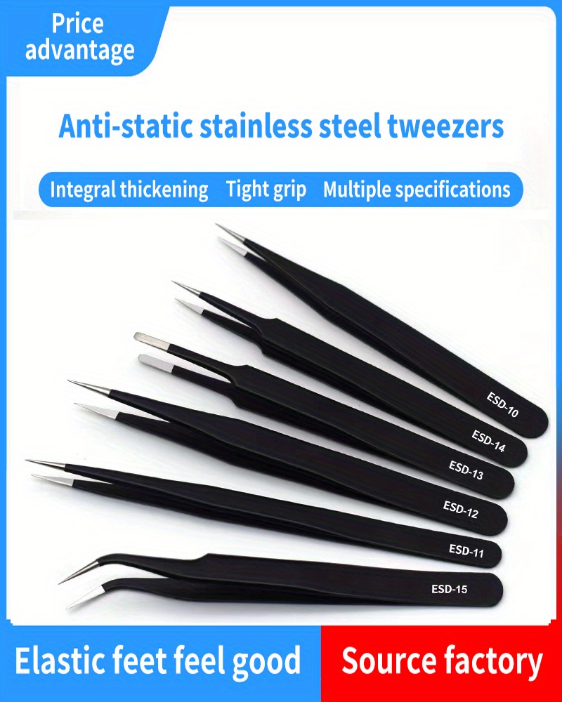 Precision Tweezers, 5 PCS Machine Tweezers Made of Stainless Steel Heat  Resistant for Craft, Electronics, Soldering, Medical and Experimental Work