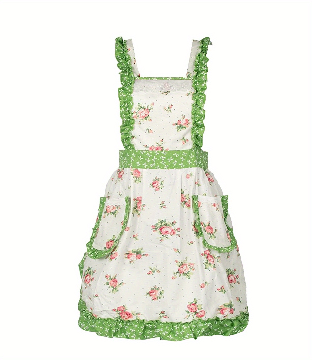 Cotton Apron 2 Pockets Adjustable Shoulder Straps 3 Colors