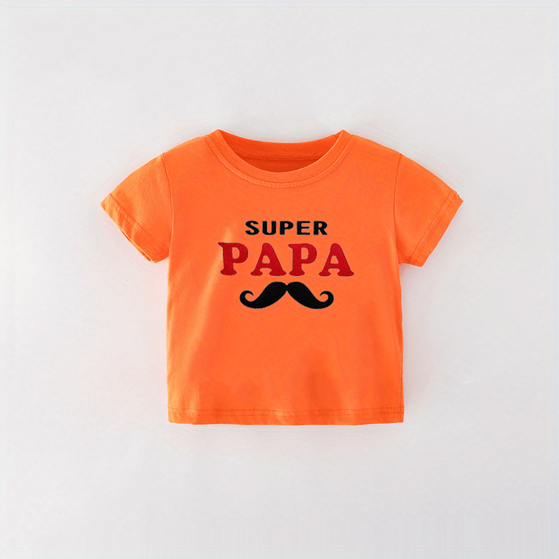 Baby Girls Super Papa Graphic T Shirt Casual Round Neck Tees - Temu ...